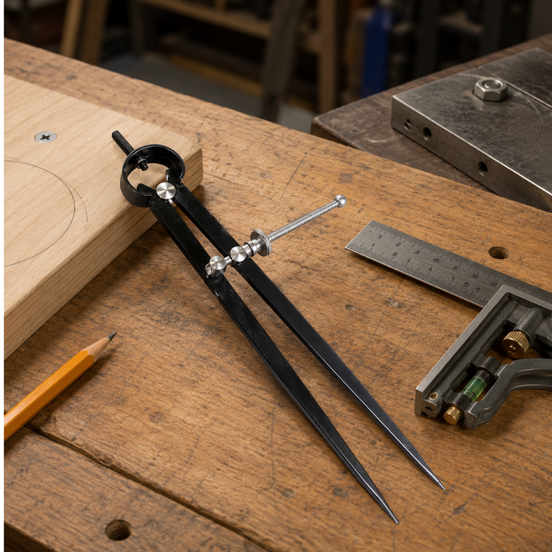 9-Inch Divider Caliper with Adjustable Screw Mechanism – Steel Scribing & Measurement Transfer Tool – Hardened Points for Metal, Wood & Irregular Surfaces – TZ01-94508