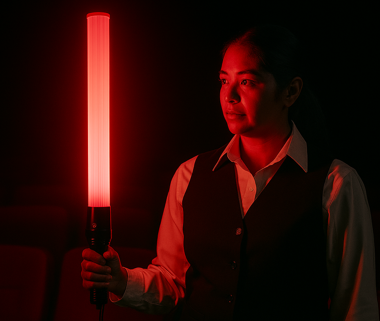 LED Traffic Control Baton – 21-Inch Safety Wand with Flashing & Steady Modes, High-Visibility Orange with Wrist Strap – Ideal for Parking, Airports, Road Work & Emergency Use