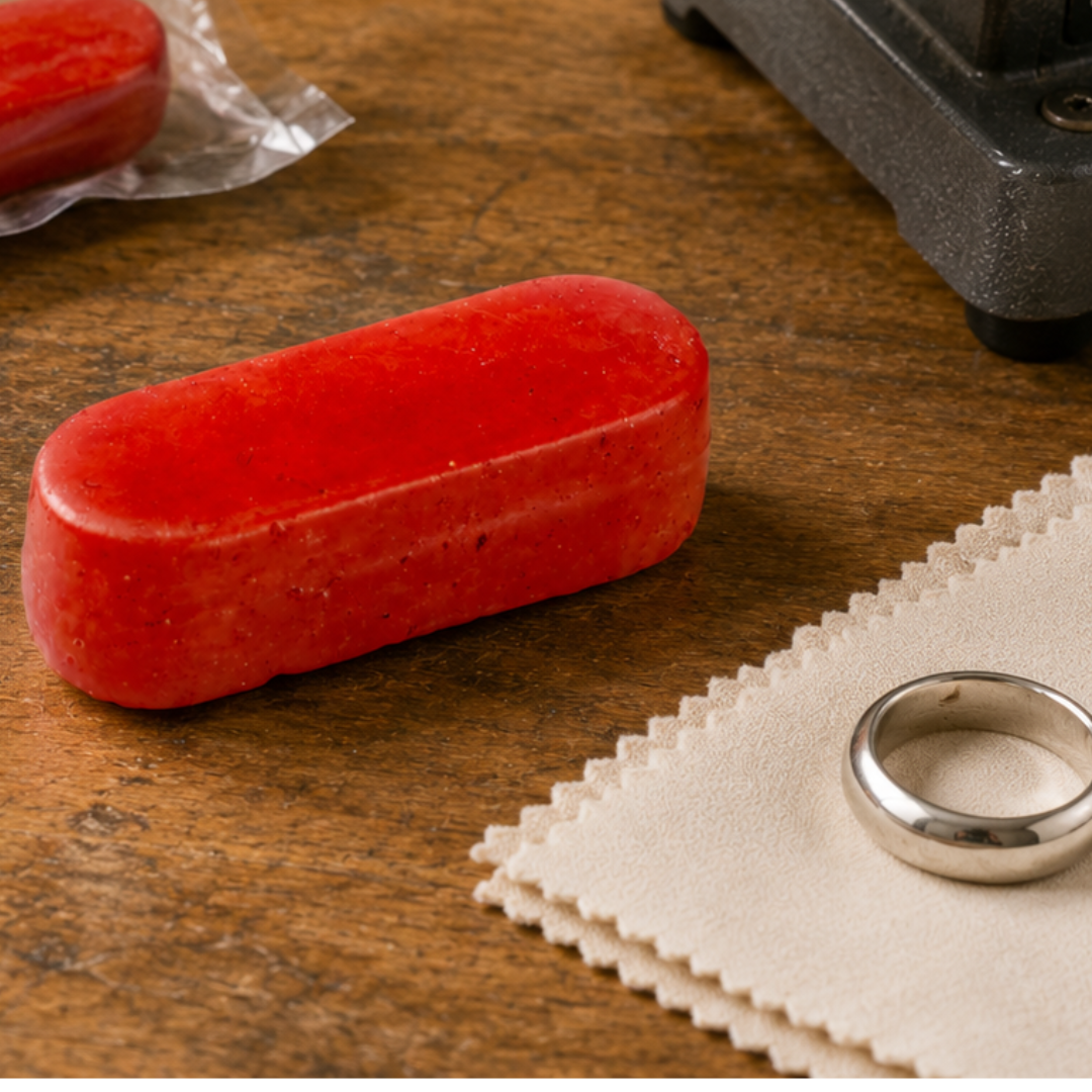 1 oz Jeweler’s Red Rouge Polishing Compound Bar for Jewelry & Metal Buffing – Use with Polishing Cloths or Buffing Wheels – TJ01-01521