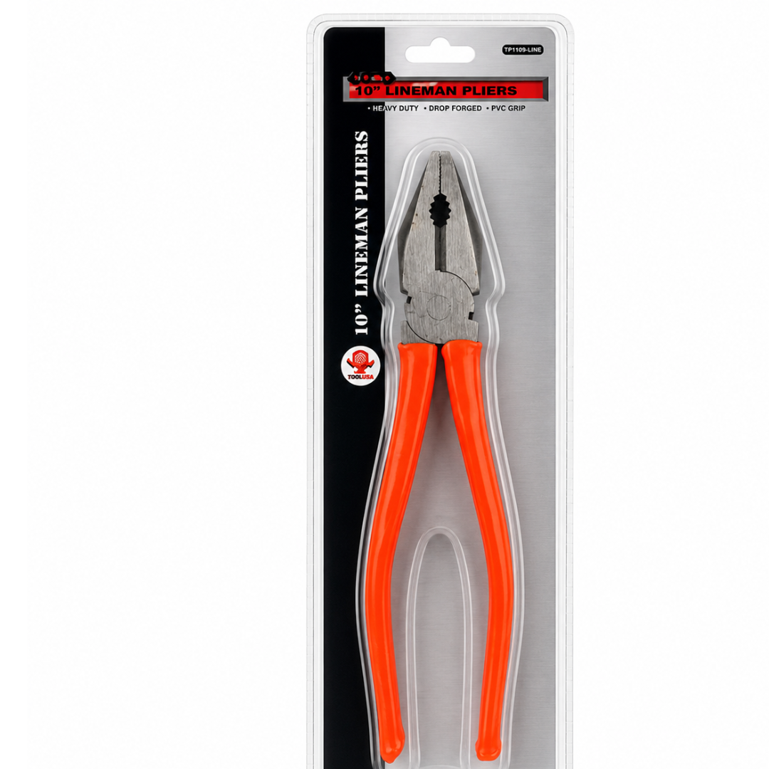 10 Inch Lineman Pliers with PVC Grip Handles – Heavy Duty Drop Forged Steel Combination Pliers for Gripping, Twisting, Bending & General Repair