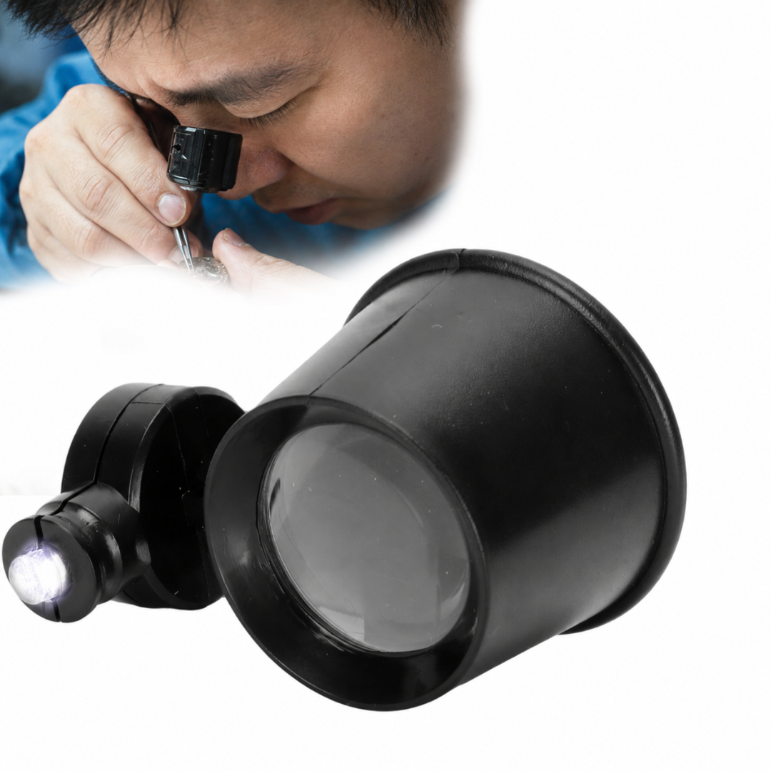 MAXIMIZE Black Jeweler's Loupe with LED Light | 10X Magnification Power | Adjustable Lighting | Ideal for Watchmakers