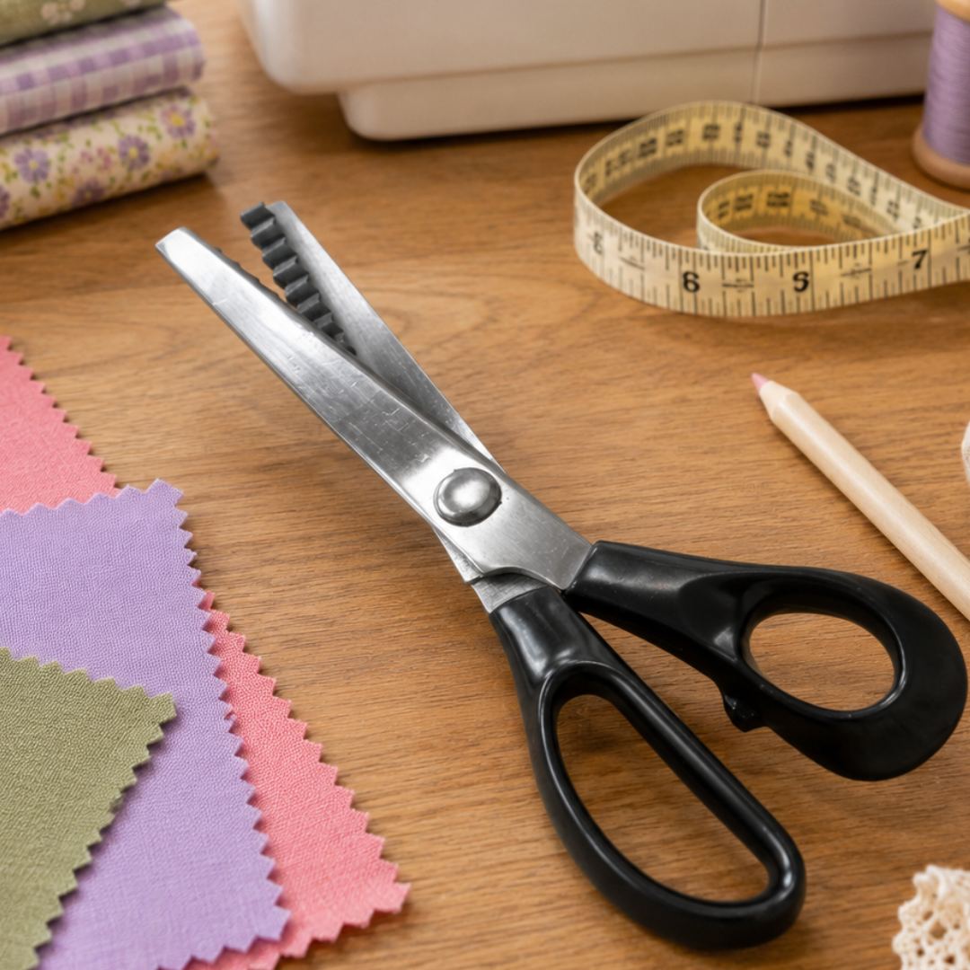 8-Inch Pinking Shears with Black Plastic Handles – Sharp Zigzag Fabric Scissors for Sewing, Crafting, Scrapbooking and Fray-Resistant Edges – SC-14099