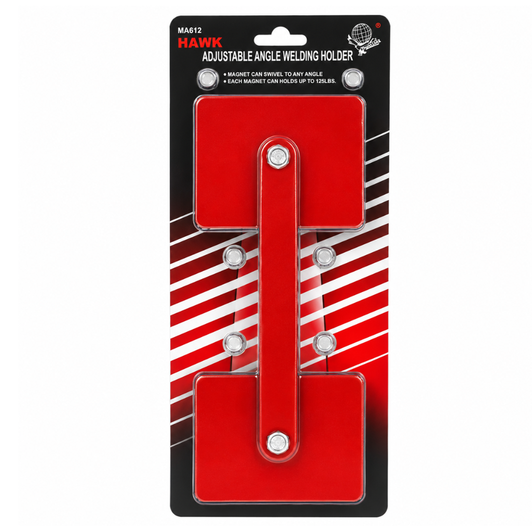 Heavy Duty Welding Magnet Holder, 5 lb Red Metal Magnetic Welding Support for Workshop, Machine Shop, Field Welding, Metal Holding, Angled Welding, Nails & Screws Pickup