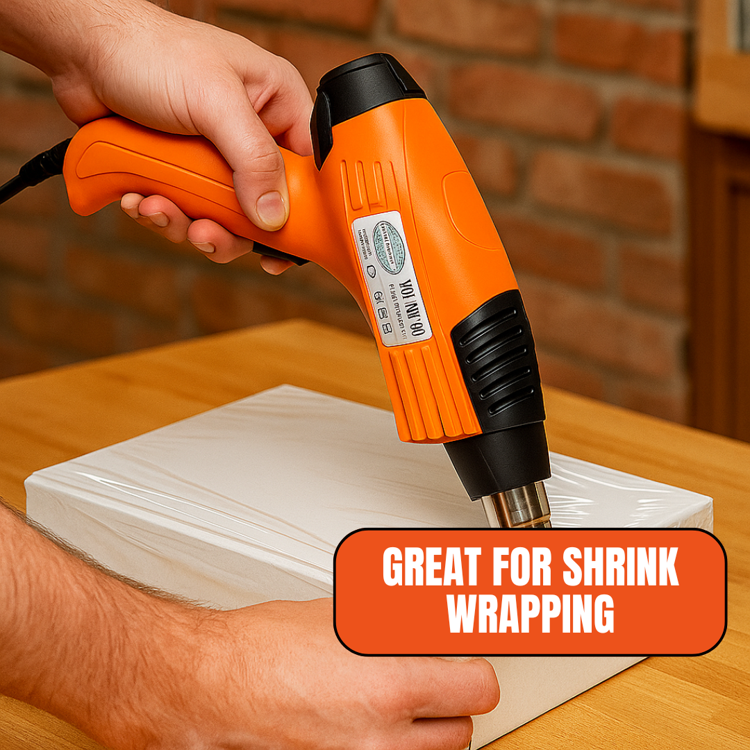 Dual-Temperature Heat Gun 1000W/1500W – Overheat Protection, Low Noise, High Air Flow – Ideal for Shrink Wrapping, Crafts, and Home Projects