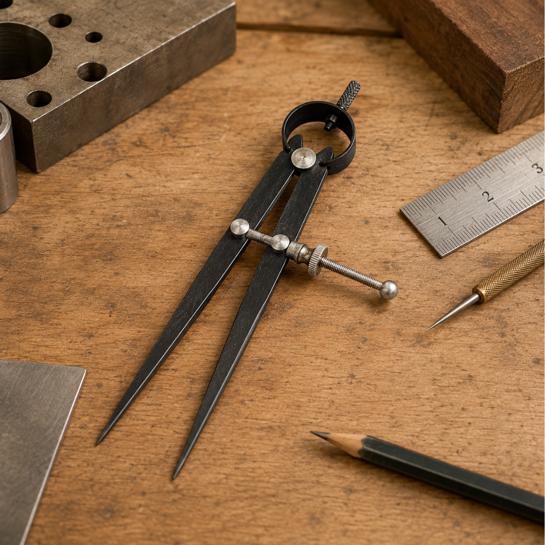 6-Inch Divider Caliper with Locking Screw Mechanism, Steel Scribing Compass Tool with Hardened Points for Layout, Measurement Transfer, Metalworking & Woodworking – TZ01-94506