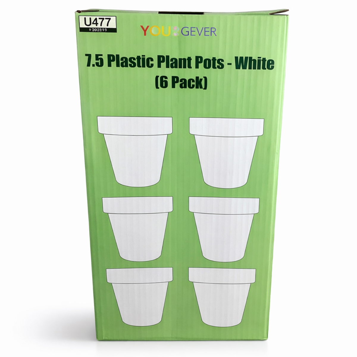 7.5 Inch Plastic Plant Pots with Drainage Holes – White Flower Pots for Indoor & Outdoor Plants, Lightweight Modern Planters for Houseplants, Herbs & Succulents – 6 Pack