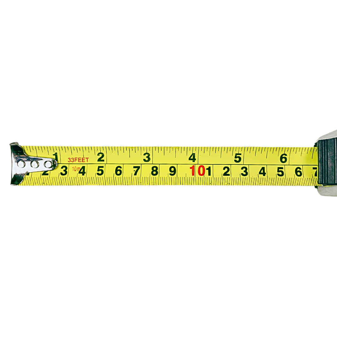 33 Ft Heavy Duty Tape Measure – 1" Wide Metal Blade with Belt Clip & Locking Mechanism – Professional Chrome Finish Measuring Tool