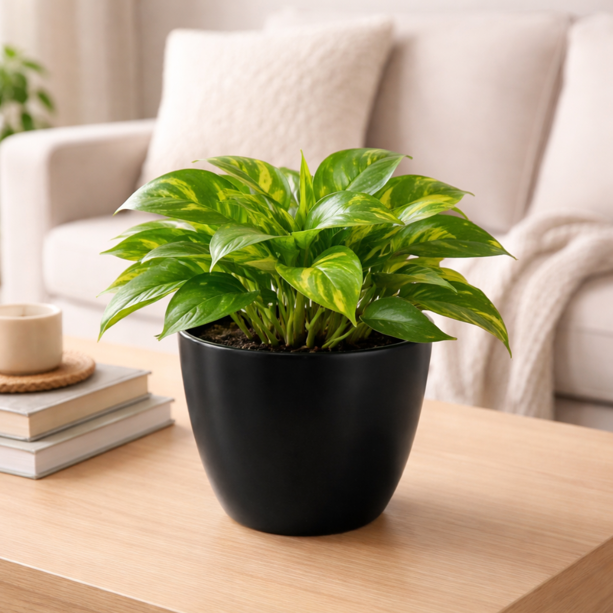 5.5 Inch Plastic Plant Pots with Drainage Holes – Black Flower Pots for Indoor & Outdoor Plants, Lightweight Modern Planters for Succulents, Herbs & Houseplants – 8 Pack