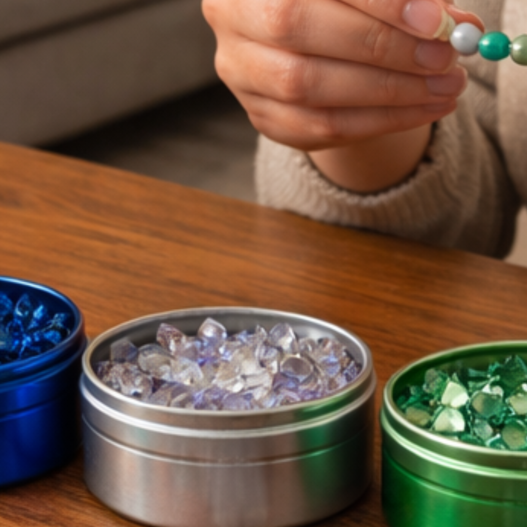 12-Piece Colorful Mini Aluminum Jars with Clear Glass Lids for Beads, Gems & Crafts – TJ05-91653