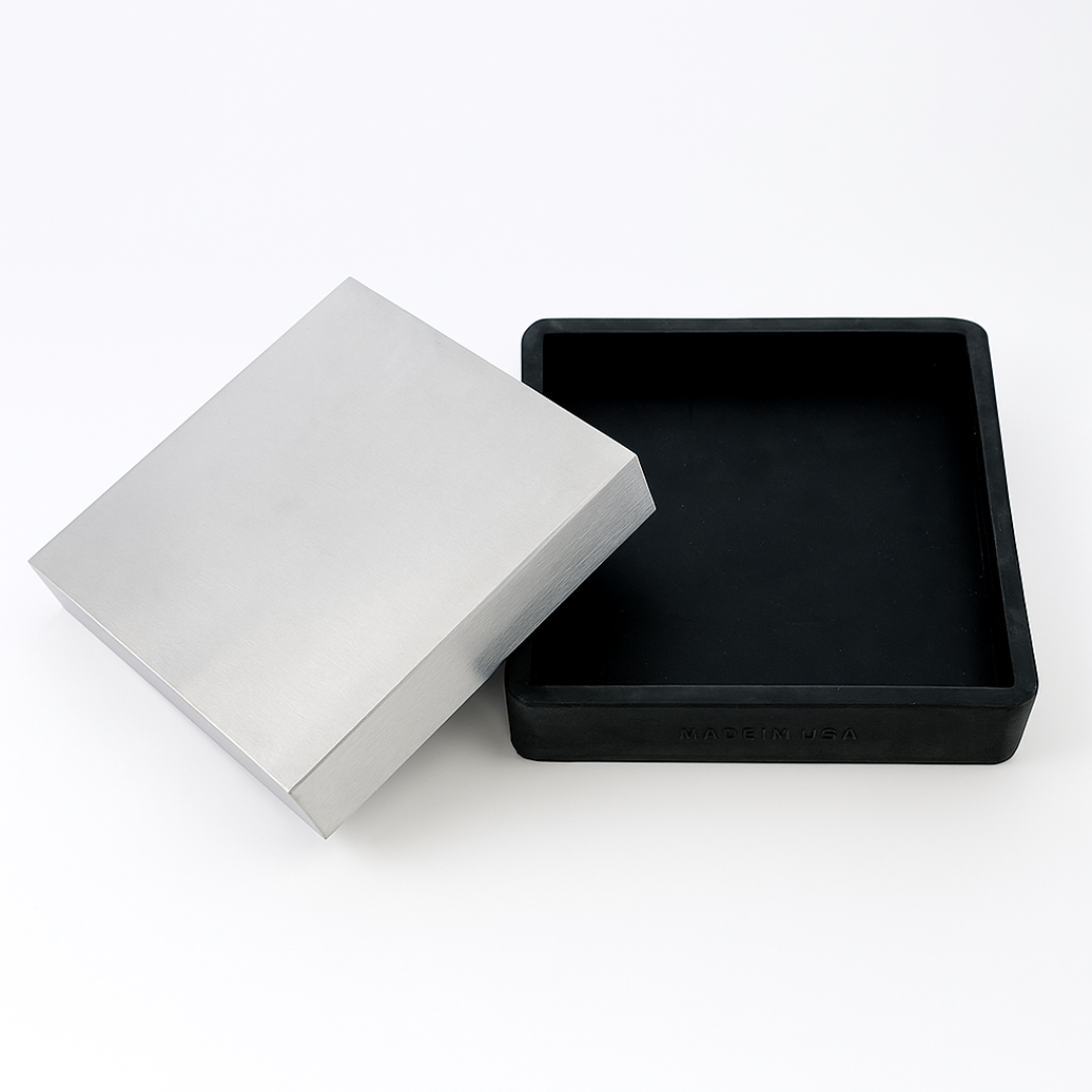 4-Inch Square Steel & Rubber Bench Block  - TJ-9804R