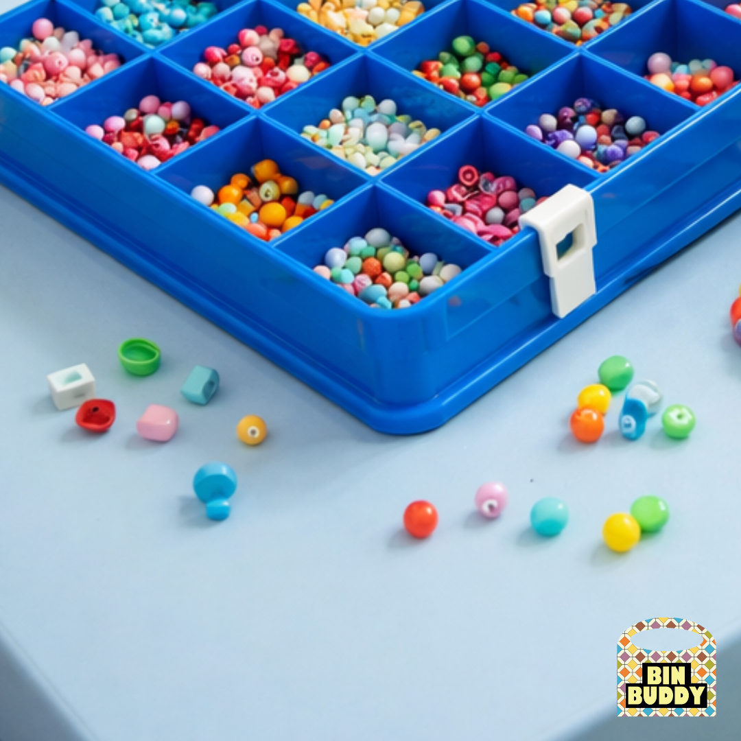 Clear Plastic Organizer Box with Multiple Compartments – 13" x 8"