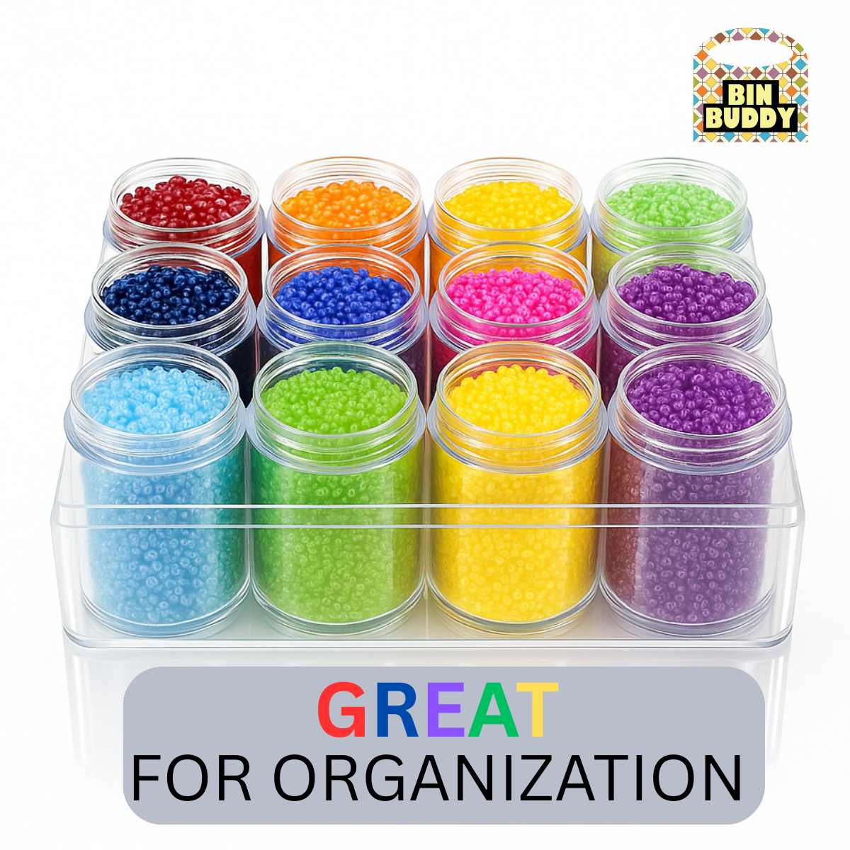 12 Plastic Clear Jars in Box- Screw-on Lids  - TJ-48846