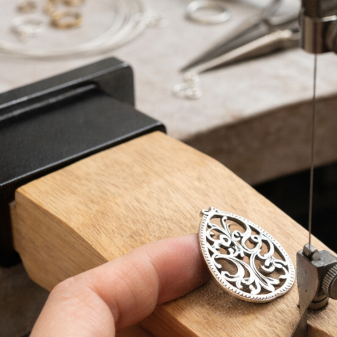 Bench Mounted Pin Vise with Wooden Anvil & Cast Iron Base – Jewelry Bench Pin for Filing, Sanding & Light Hammering – 5-3/8" x 3.75" – Includes Mounting Screws