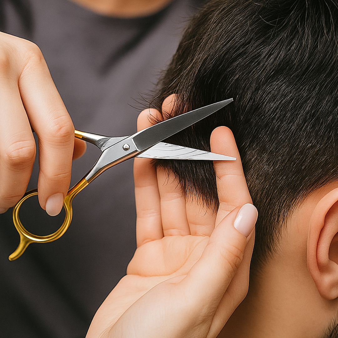 Professional Barber Scissors 6.5" – Premium Stainless Steel Hair Cutting Shears with Gold Tone Handle – Sharp Salon & Home Haircutting Scissors