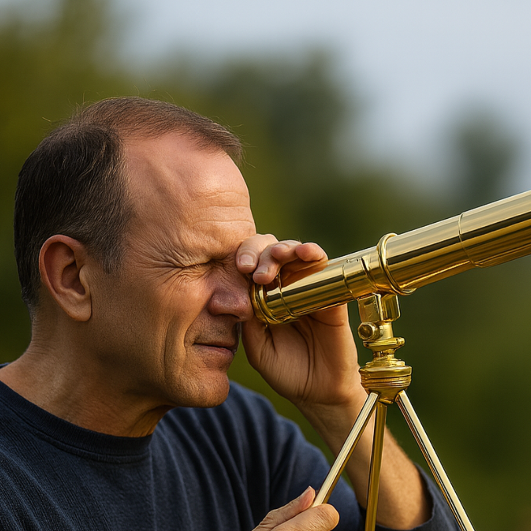 14" Antique Brass Handheld Telescope with Tripod – 25X Magnification, 30mm Lens, Folds to 5.5", Includes Belt Pouch – Vintage Nautical Spyglass for Hiking, Camping & Décor – MG-B-90919