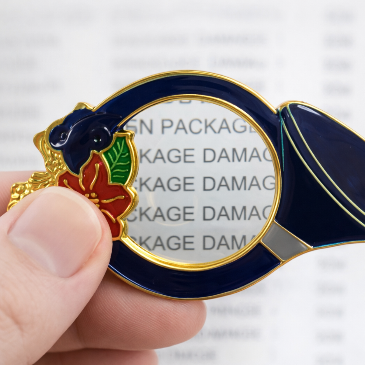 3.5X Power Magnifier Necklace – French Horn Design with Gold-Tone Chain (MG-00114)