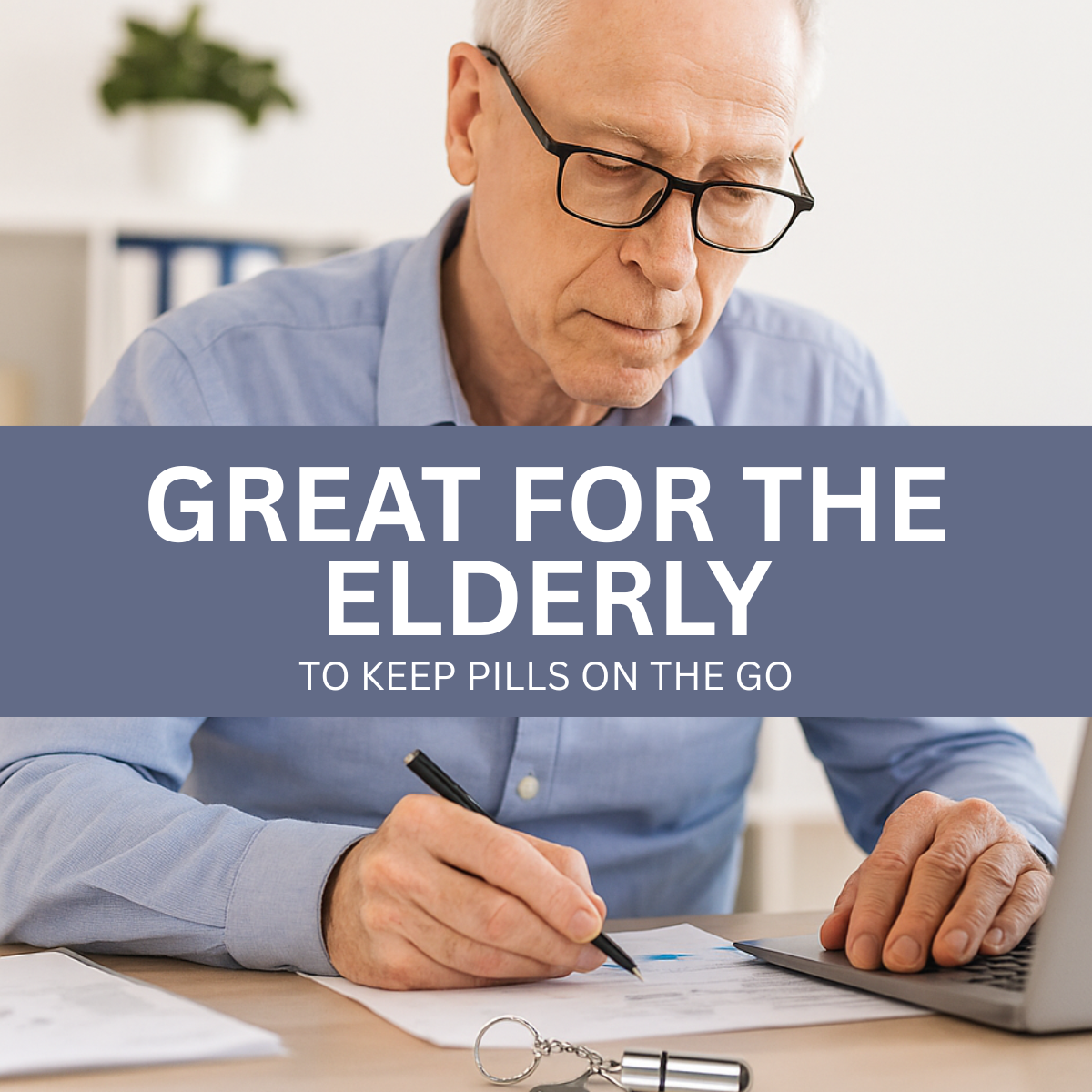 2" Metal Pill Holder with Key Ring and Vial  - CAM-86014