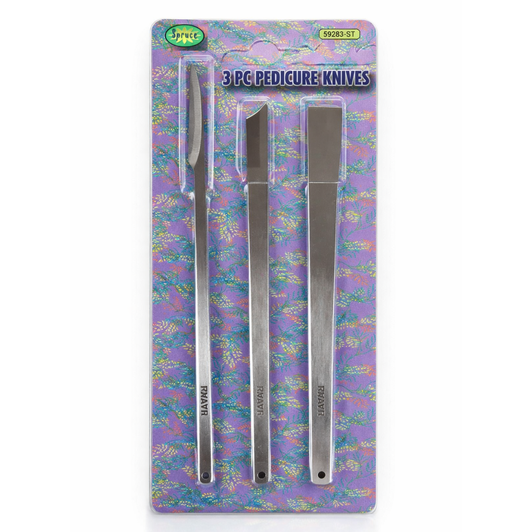 3 Piece Professional Stainless Steel Pedicure Knife Set – Razor Sharp Callus & Dead Skin Removal Tools