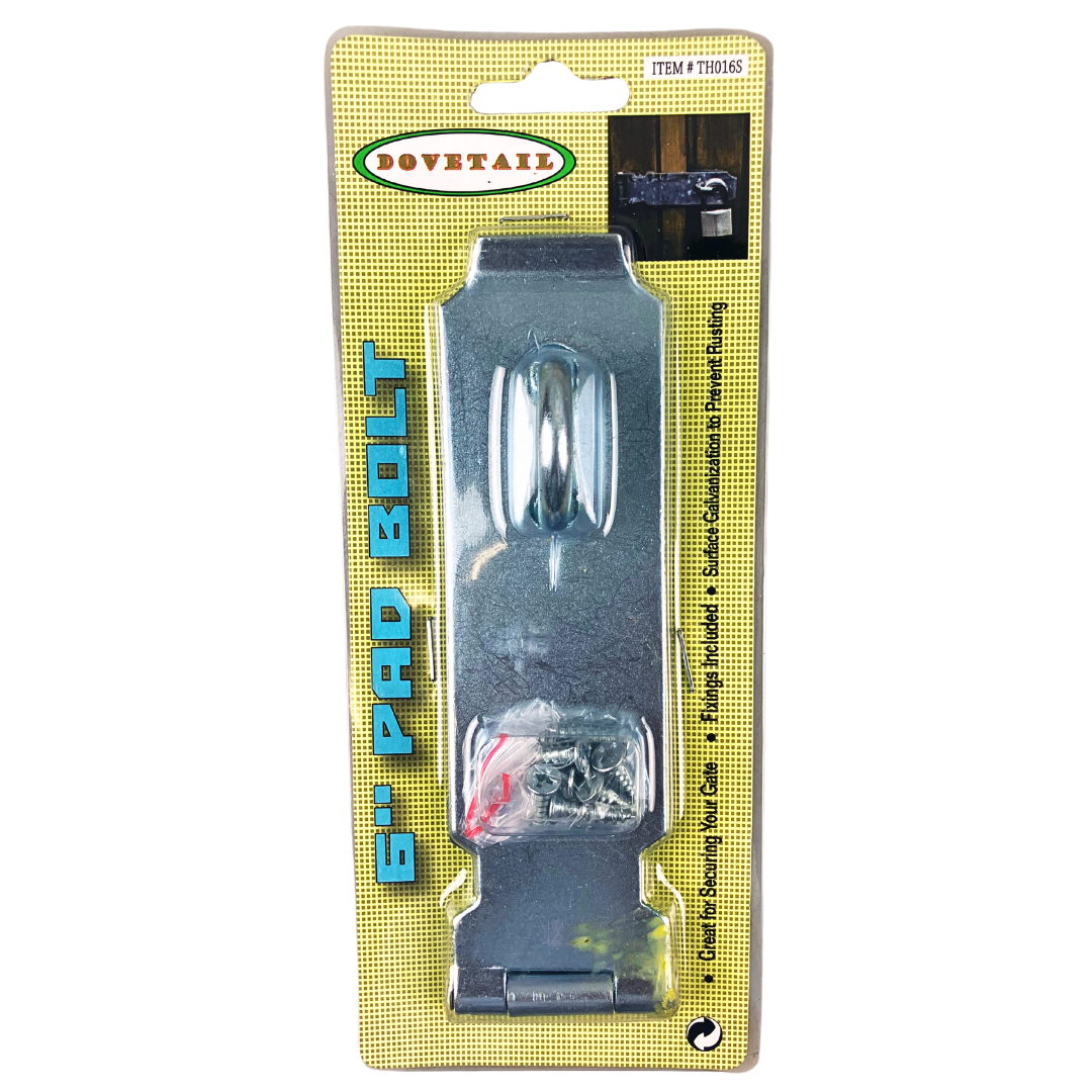 6" Galvanized Pad Bolt Hasp With Screws Suitable For Fastening Gate Or Cabinet Doors  - TH-14870