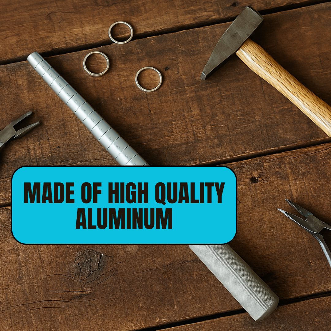 Aluminum Ring Mandrel – Measures Ring Sizes 4 to 14 in Half-Size Increments, 21 Step Intervals, 13" Length – TJ9702