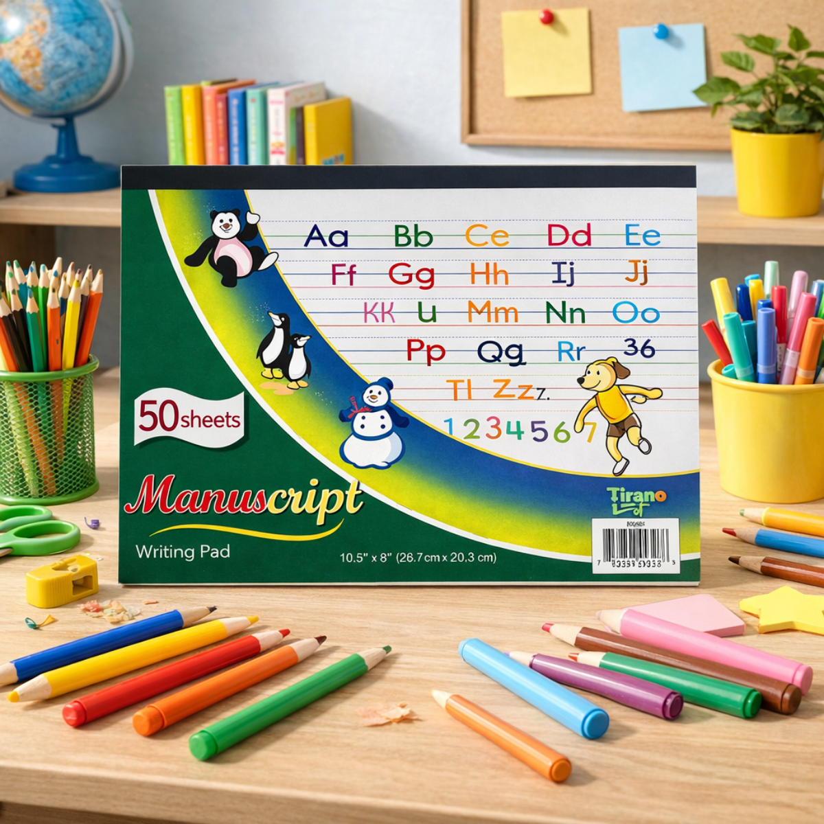2 Pack Manuscript Writing Paper Pad for Kids & Beginners – 10.5 x 8 Inch, 50 Sheets, Double-Sided, Pink & Blue Guidelines