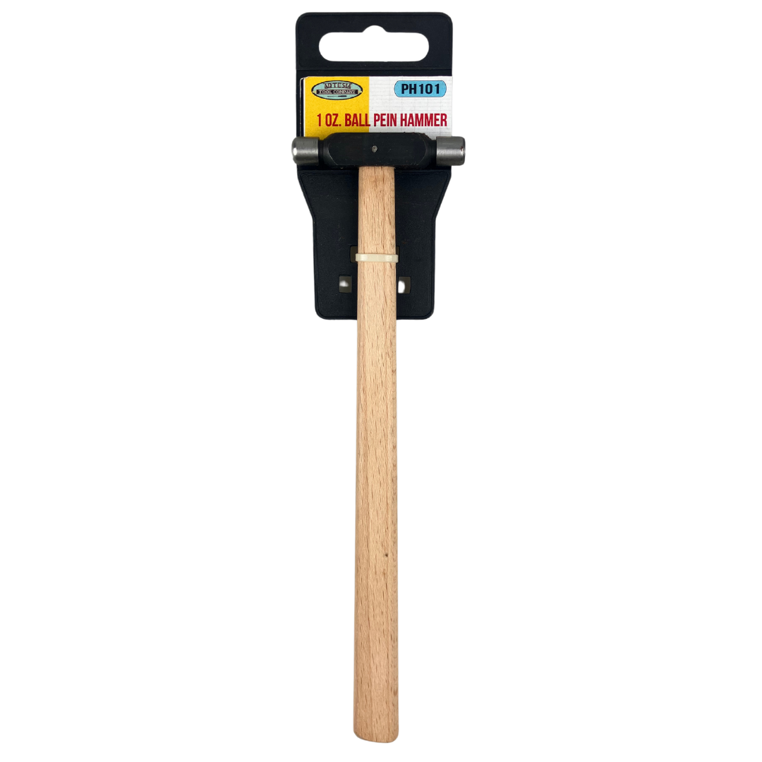 8" (20.3 cm) Ball Pein Hammer | 1.5 Oz Hammer | 3/8" (0.95 cm) Diameter Striking Head | Wooden Handle