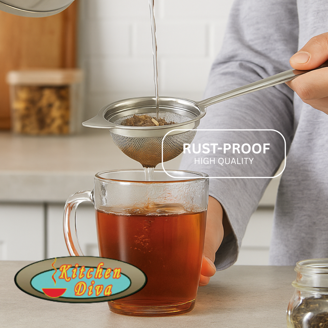 2 Pc. Medium-Sized Stainless Steel Tea Strainer – 2.5” Fine Mesh Infuser with Long Handle – Rust-Proof, Easy to Use, Perfect for Loose Leaf Tea, Coffee, and More