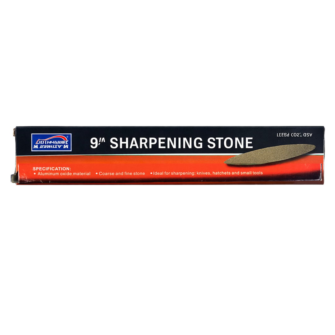 9" Aluminum Oxide Sharpening Stone – Coarse & Fine Grit Dual-Sided Stone for Knives, Hatchets & Small Tools