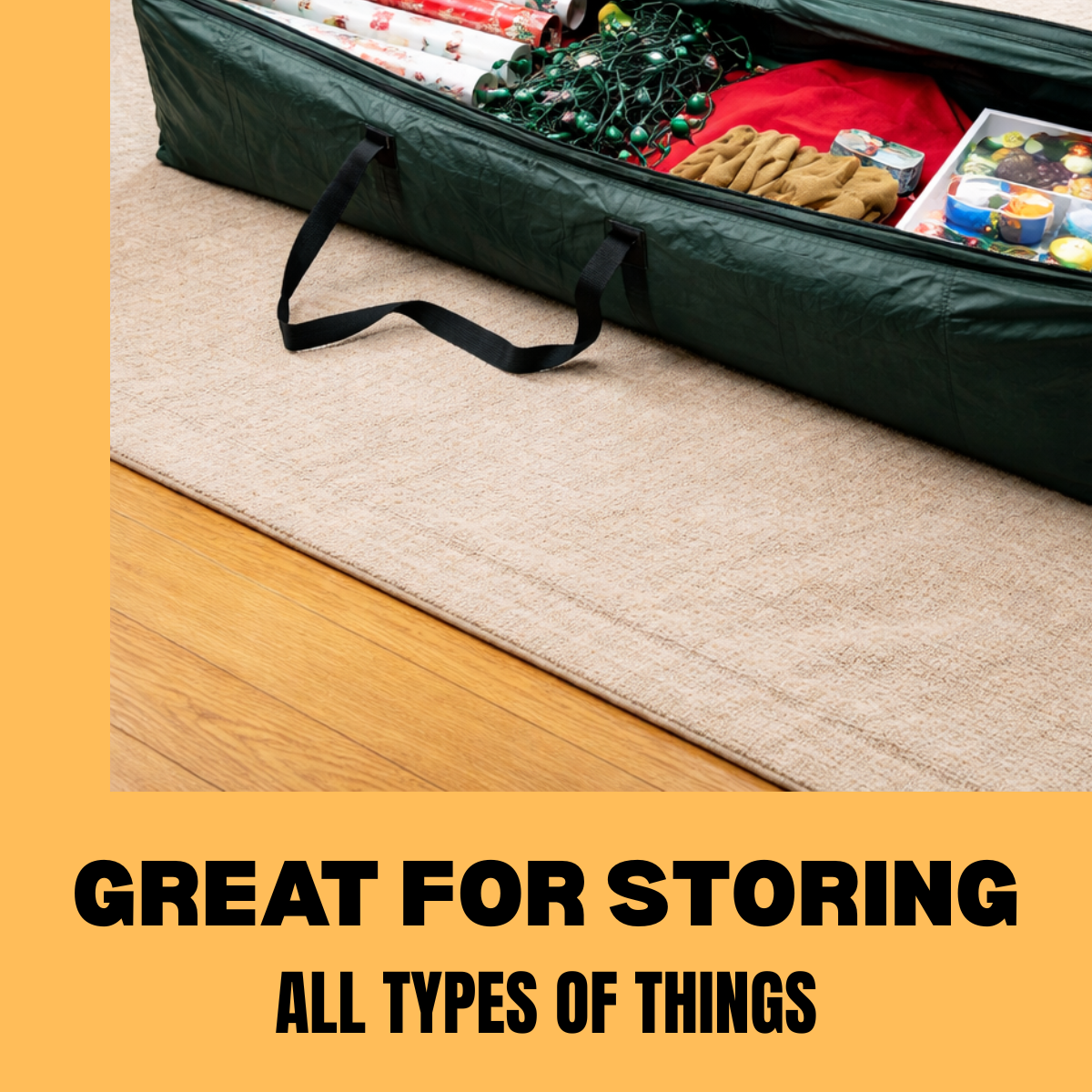 Extra-Long Storage Bag – 42" x 13" x 9" Heavy-Duty Storage Bag with Zipper & Reinforced Handles for Christmas Trees, Holiday Décor, Golf Clubs & Gift Wrap