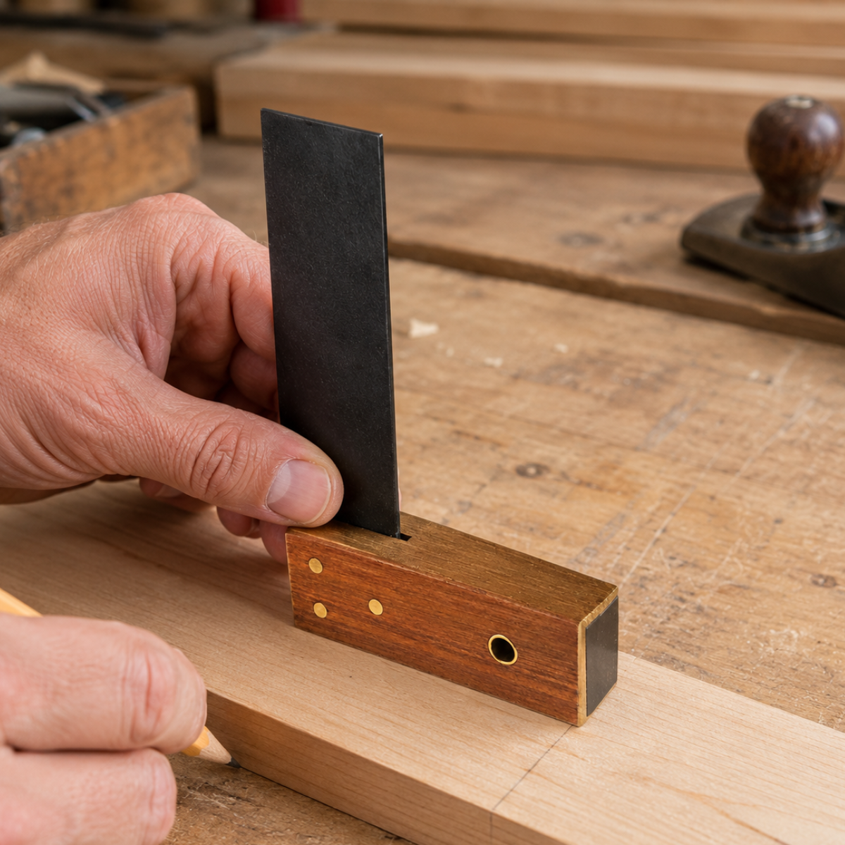 Mini Carpenter Try Square, 4-Inch Wood and Metal Right-Angle Marking Tool for Framing, Flooring, Paneling, Windows and General Carpentry – TJ-14404