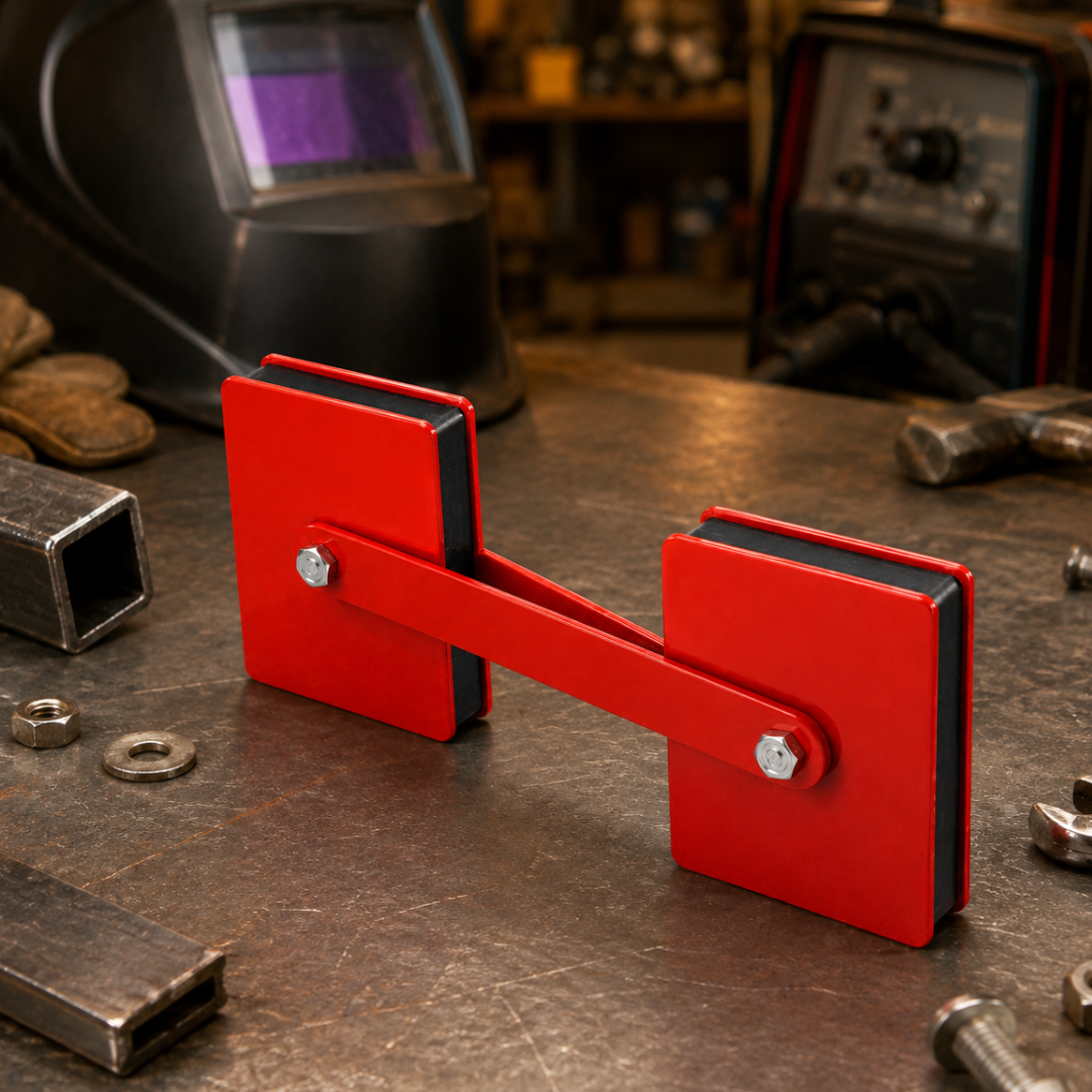 Heavy Duty Welding Magnet Holder, 5 lb Red Metal Magnetic Welding Support for Workshop, Machine Shop, Field Welding, Metal Holding, Angled Welding, Nails & Screws Pickup