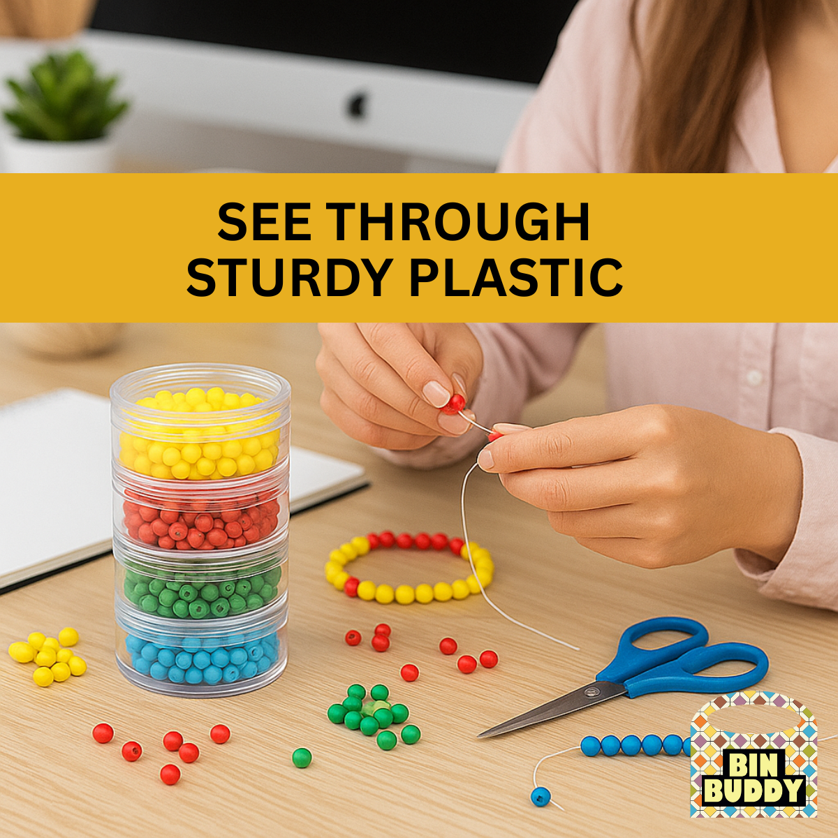 4 Piece Stackable Plastic Round Jars  - TJ05-13704