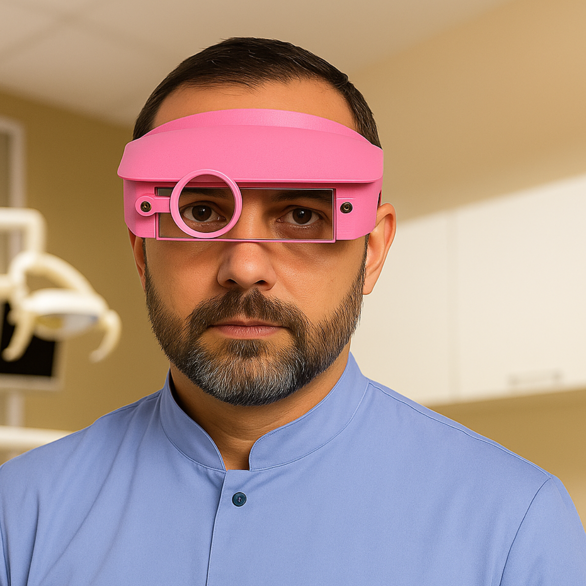 Visor-Type Head Worn Magnifier | 1.5x, 1.5x, 5x | in Pink Color  - MG-91213