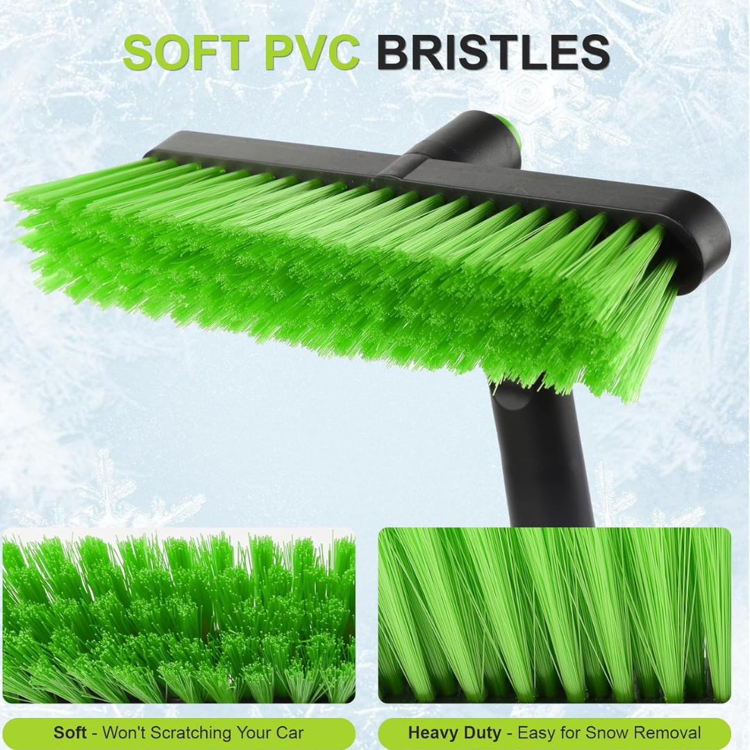 47.5" Extendable Snow Brush with 360° Rotating Head & Ice Scraper – 2-in-1 Car Snow Removal Tool with Soft PVC Bristles & EVA Foam Grip – Adjustable Telescopic Handle