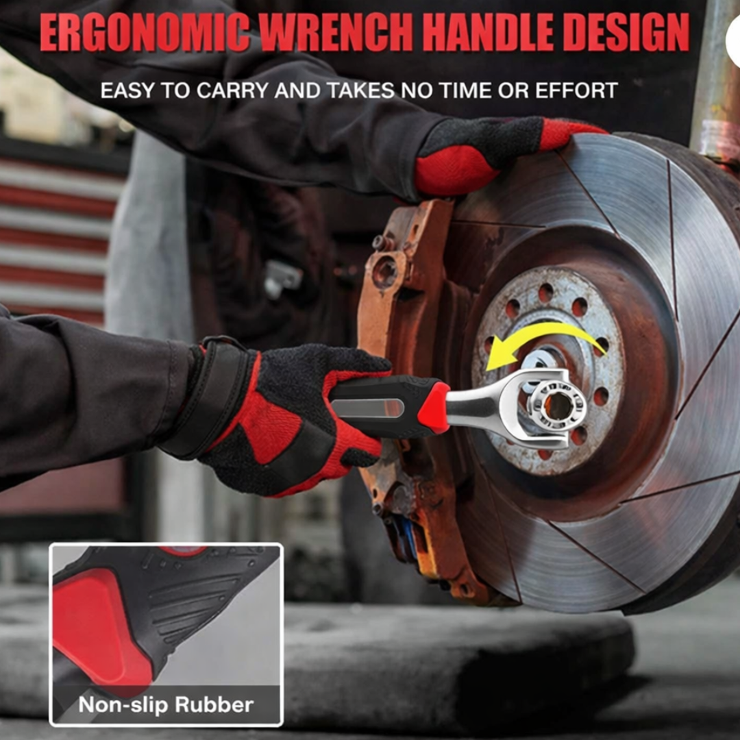 8-in-1 Multi Swivel Socket Wrench – Flexible Universal Wrench with Ergonomic Non-Slip Handle, Fits 5/16" to 1-1/16" Fasteners