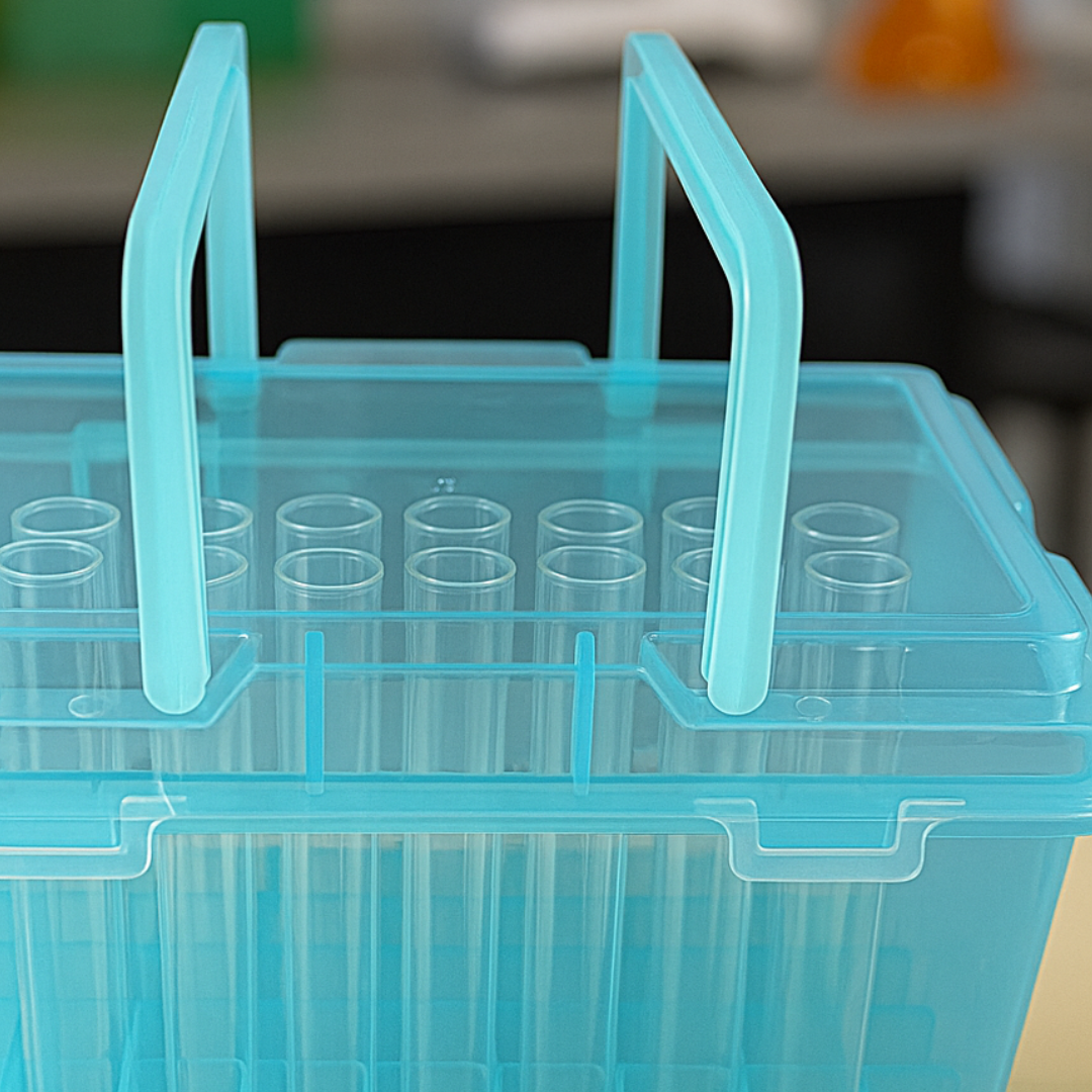 Glass Vials - Test Tubes Plastic Tote Box  - TJ-16442