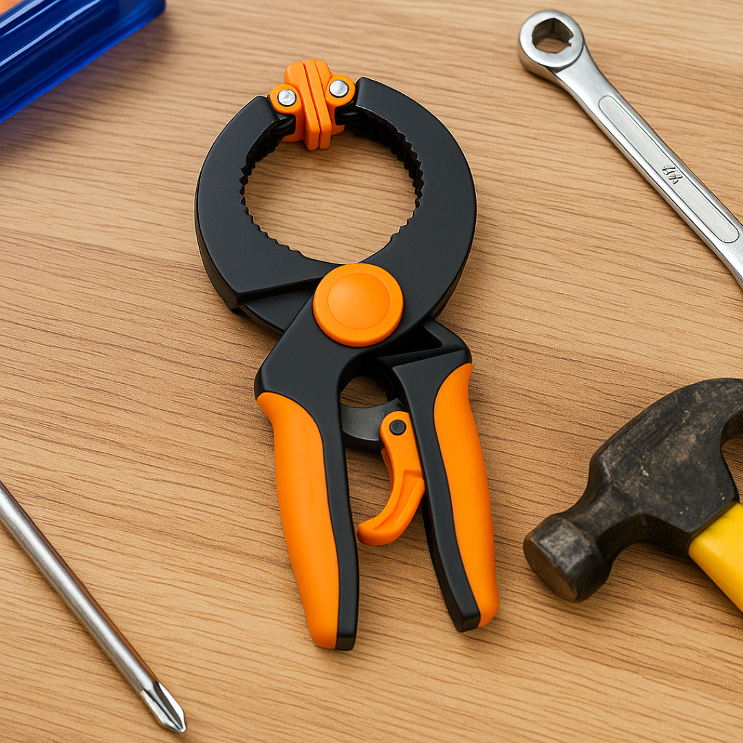 8-Inch Ratcheting Quick-Release Clamp with Pivoting Jaws – Adjustable Hand Clamp for Gluing, Woodworking, and DIY Projects