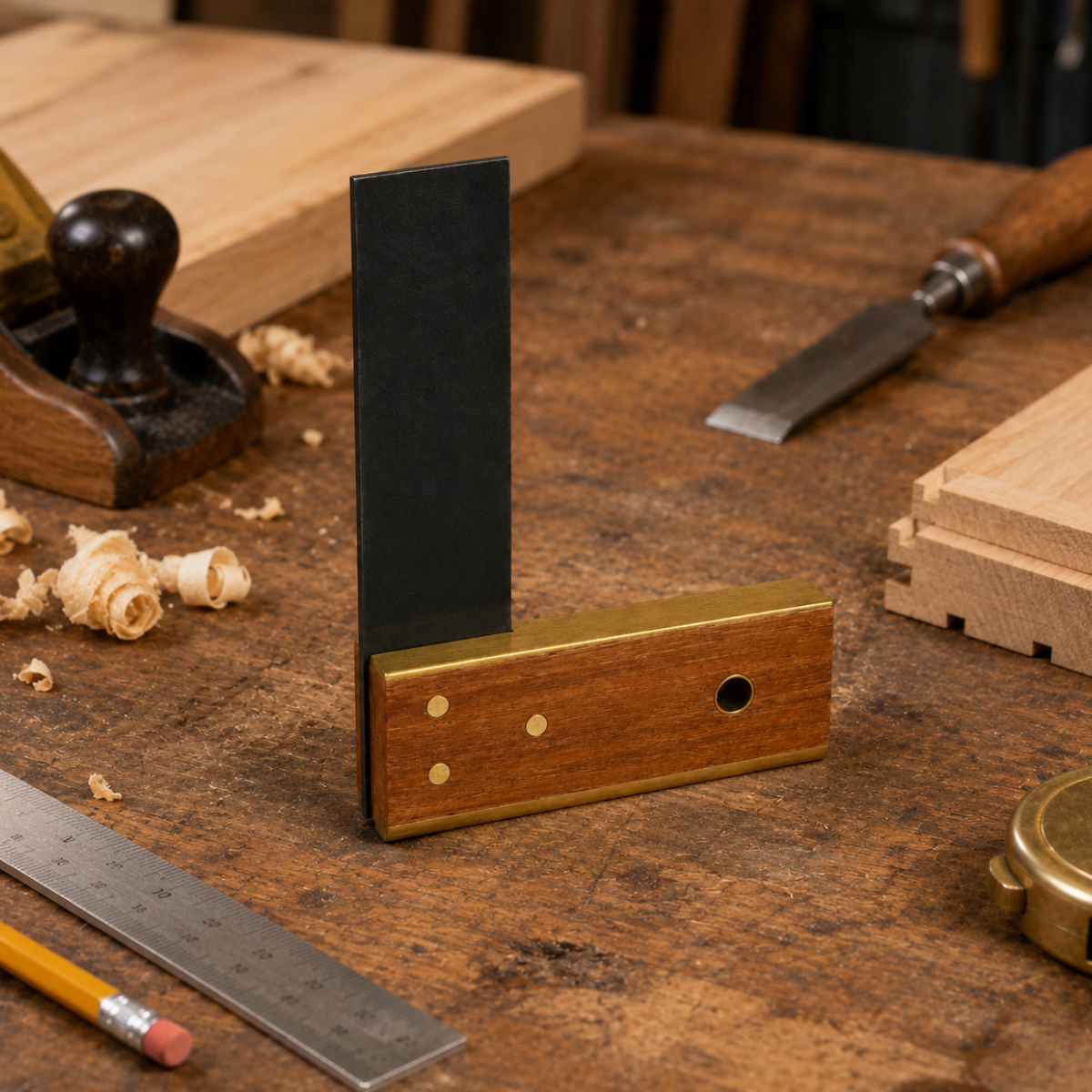 Mini Carpenter Try Square, 4-Inch Wood and Metal Right-Angle Marking Tool for Framing, Flooring, Paneling, Windows and General Carpentry – TJ-14404