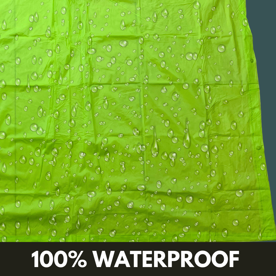 10 Mil Neon Green Vinyl Rain Poncho with Hood - Adult Size  - RAIN-99988