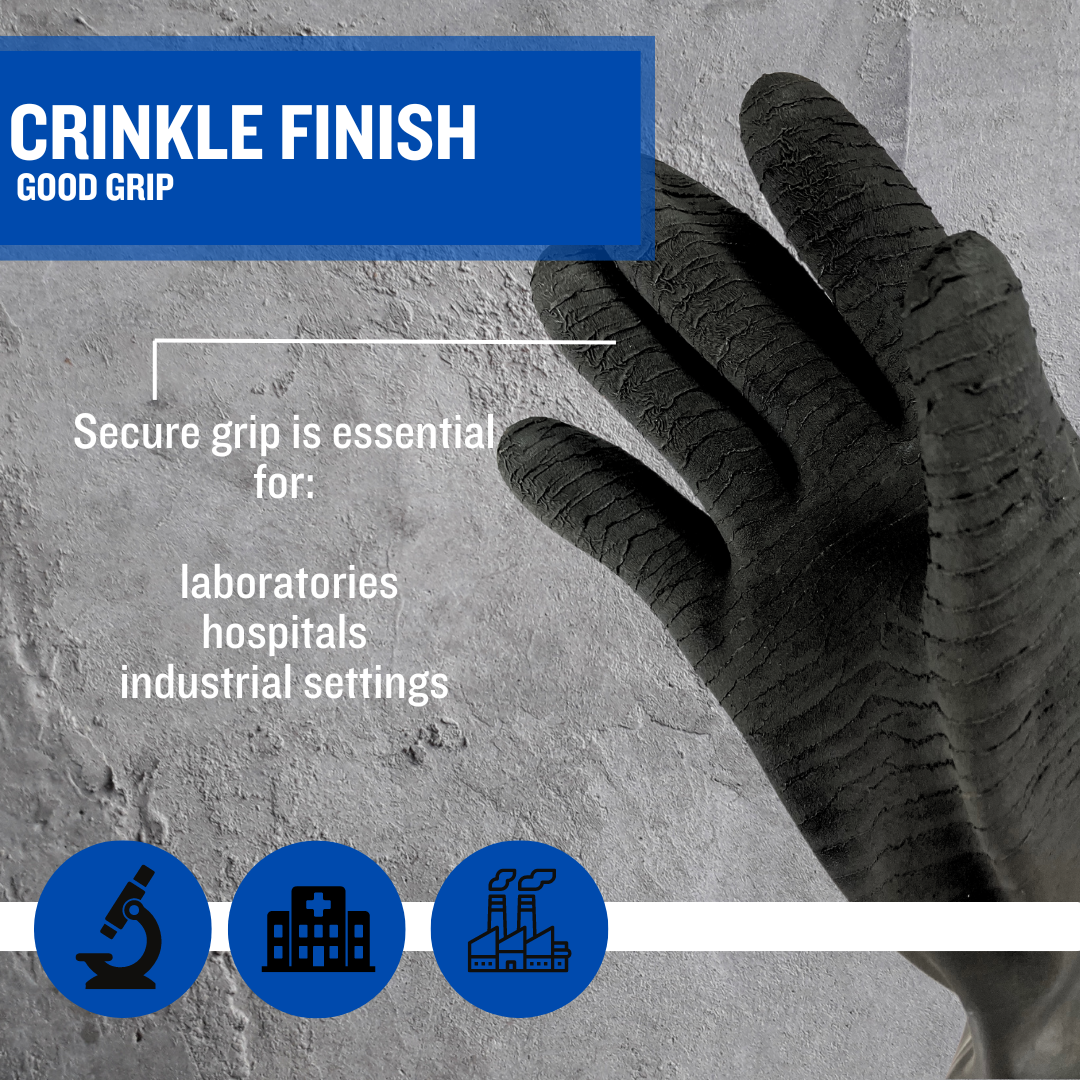 22 Inch Orange Rubber Gloves with Crinkle Finish & Rolled Cuff - Extra Large  - 9924H