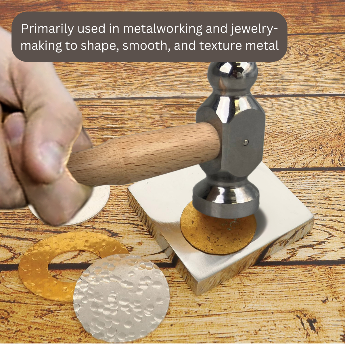 Steel Bench Block & 10″ Chasing Hammer Combo – Heavy-Duty Bench Block with Forged Chasing Hammer | Metalworking, Jewelry, Fabrication & Workshop Tool Set