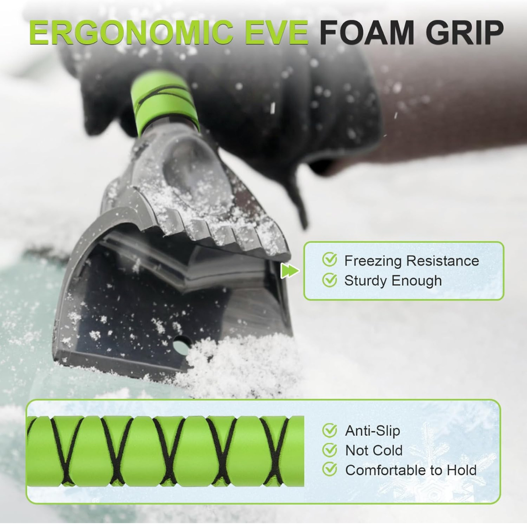 47.5" Extendable Snow Brush with 360° Rotating Head & Ice Scraper – 2-in-1 Car Snow Removal Tool with Soft PVC Bristles & EVA Foam Grip – Adjustable Telescopic Handle
