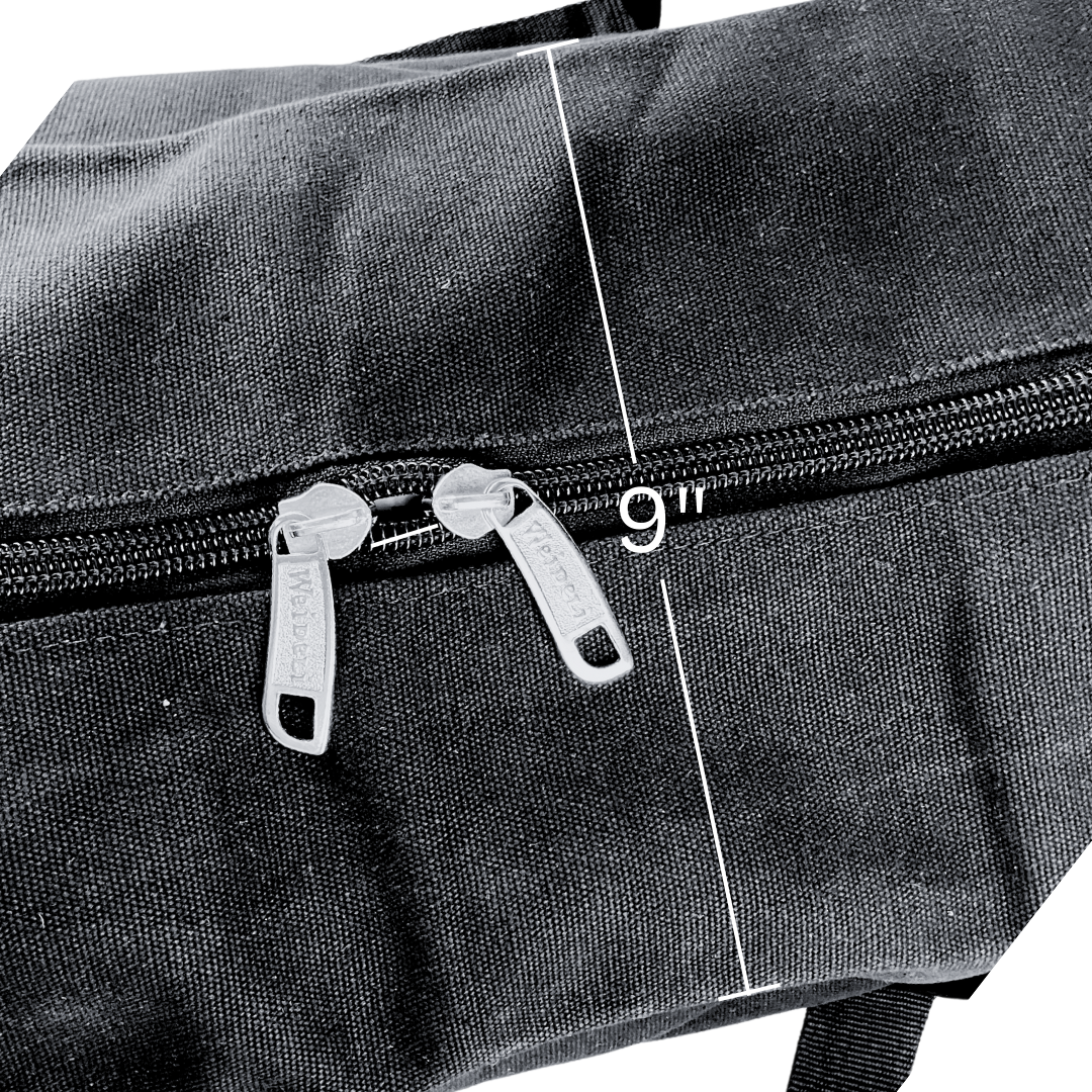 Heavy Duty Double Zipper Black Canvas Bag - AB-28628