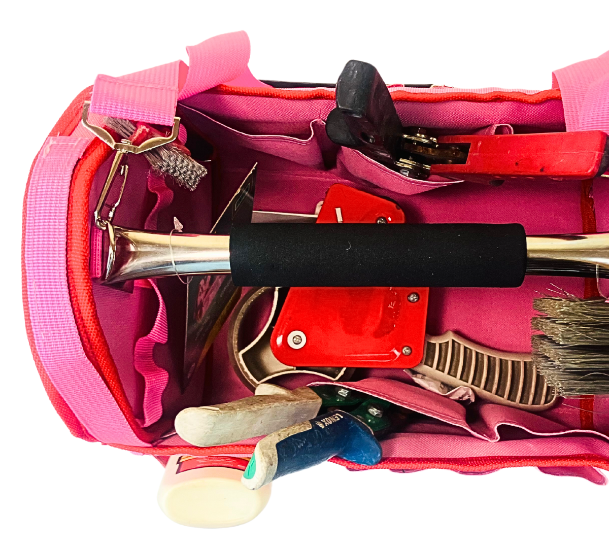 Pink Tool Carry-All with Multiple Pockets and Metal Handle  - AB73-13W-PNK