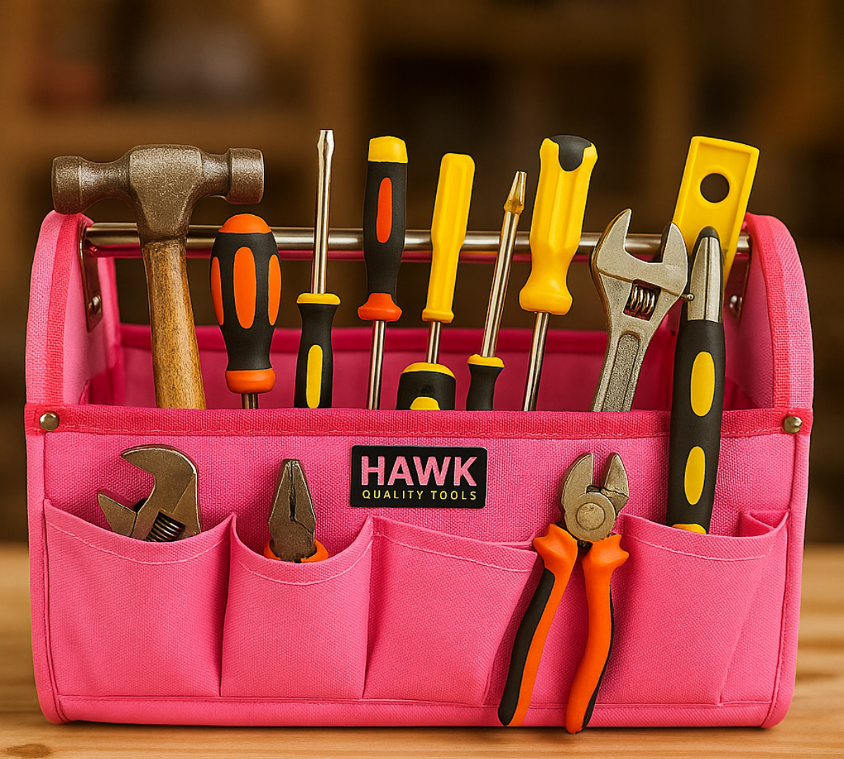 Pink Tool Caddy & 8 oz Claw Hammer Set – Lightweight Home Repair & DIY Essentials