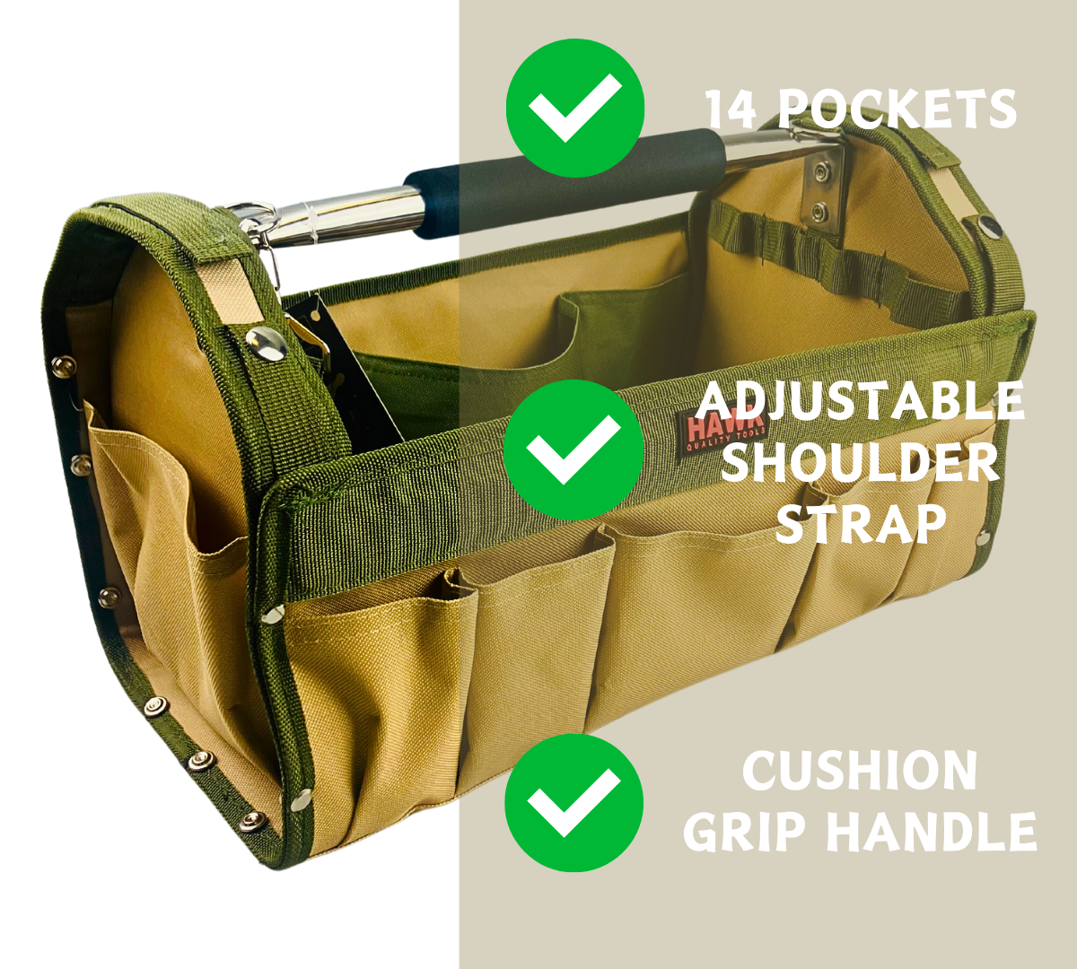Nylon Tool Bag with 14 Pockets (Pack of: 1) - NB-10193