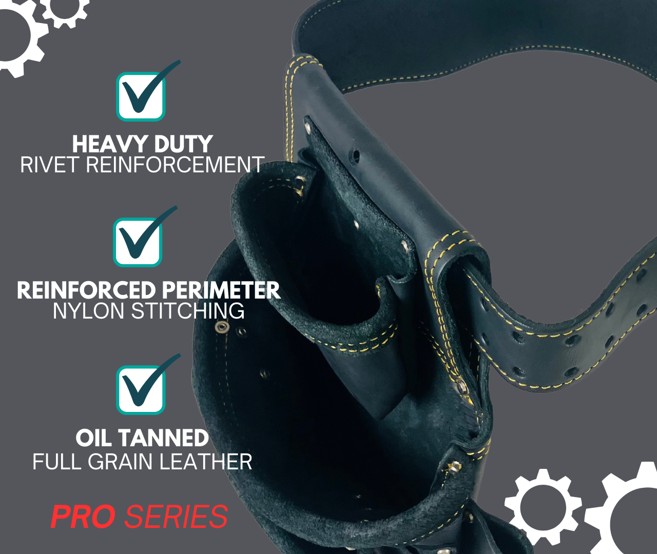 3" Black Work Tool Belt in Oil Tanned Top Grain Leather | Heavy Duty - Durable and Rugged | PRO Series