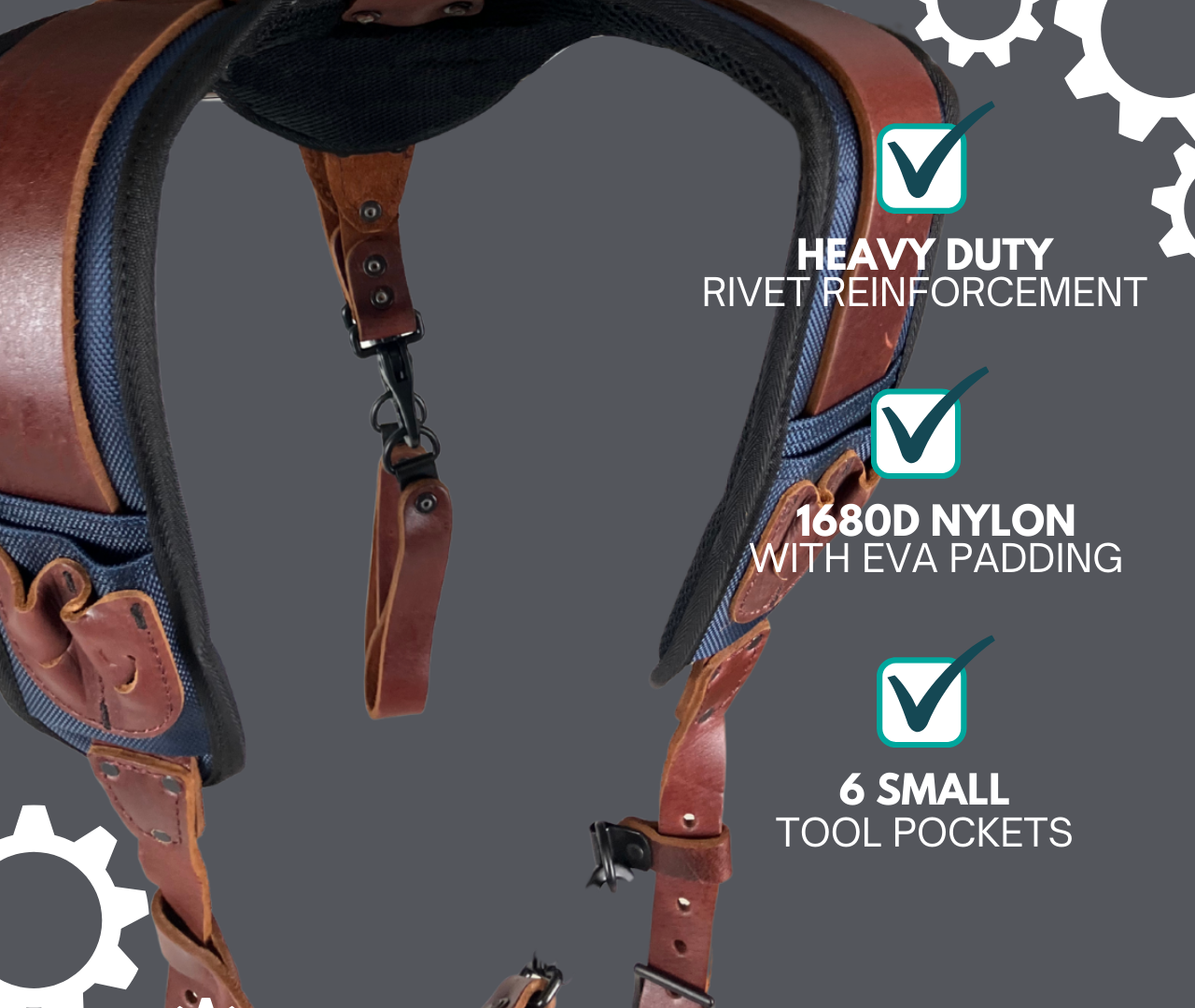 Brown Padded Suspenders for Tool Belt