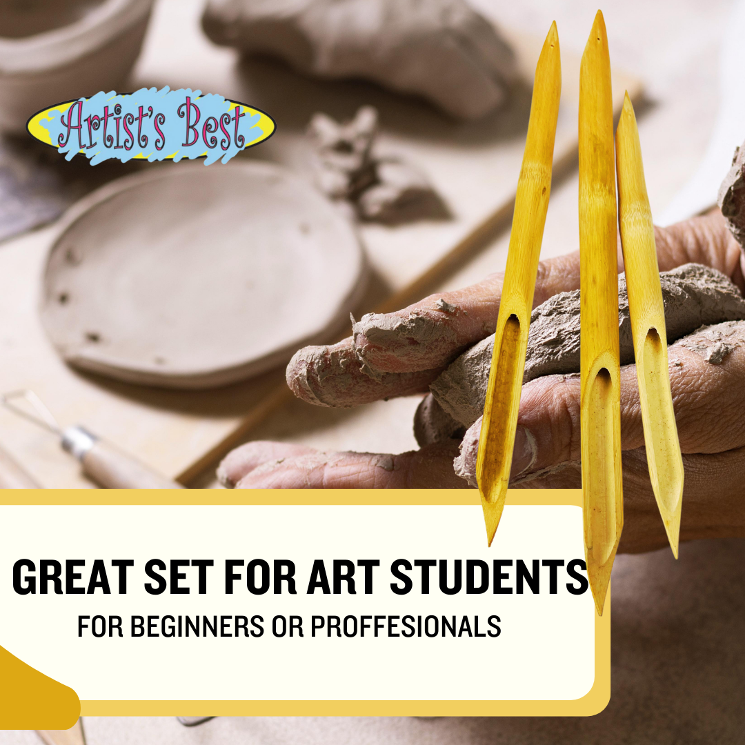 3 Piece 6,7,8 Inch Hollow Bamboo Modeling Tools for Clay/Wax  - CR-09884