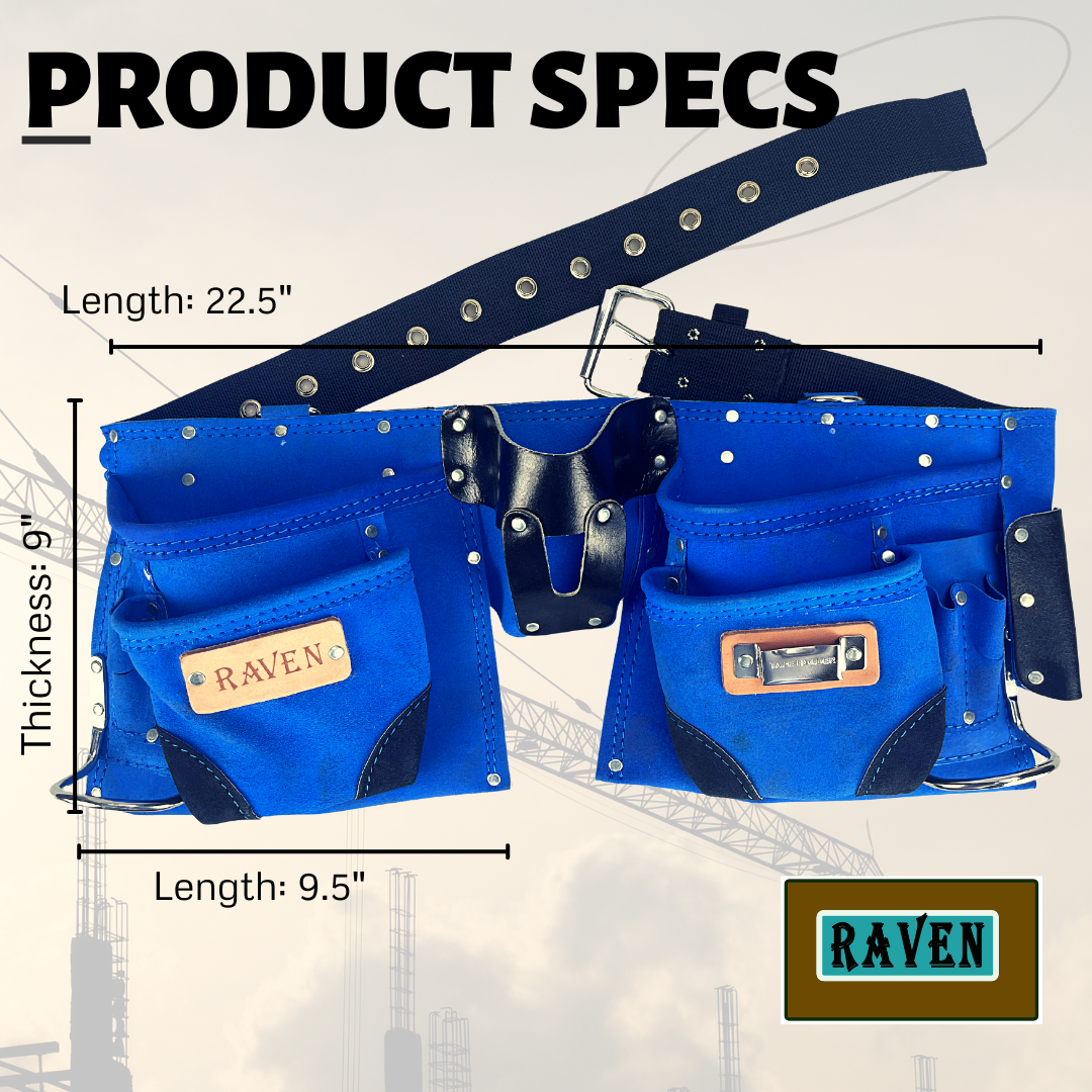 Blue Utility Tool Pouch Belt with 12 Pockets  - AS2103A-BLU